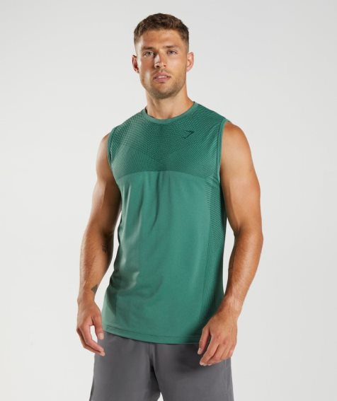 Men's Gymshark Apex Seamless Tanks Green | CA N13867